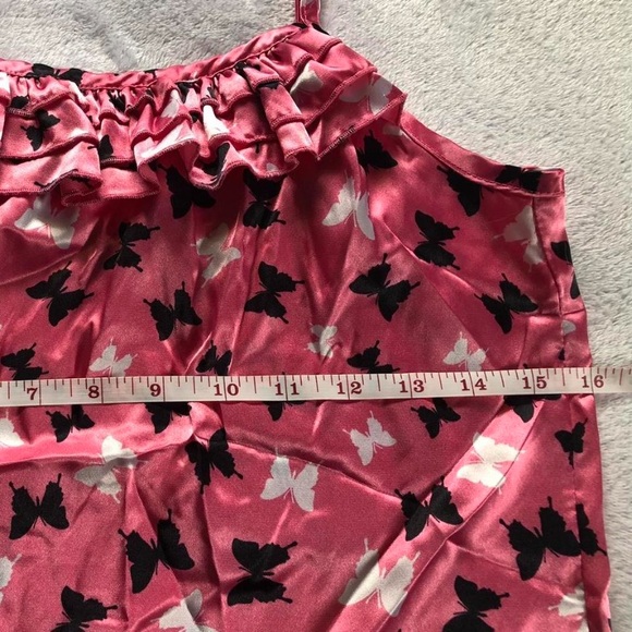 pink ruffled satin butterfly tank top - Picture 5 of 8